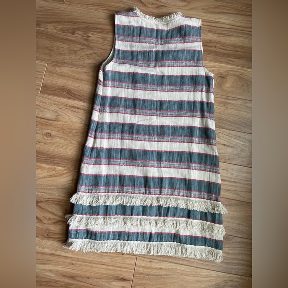 Anthropologie Holding Horses Stripe Fringe Shift Dress Sleeveless Lined Sz 4 - Picture 4 of 4